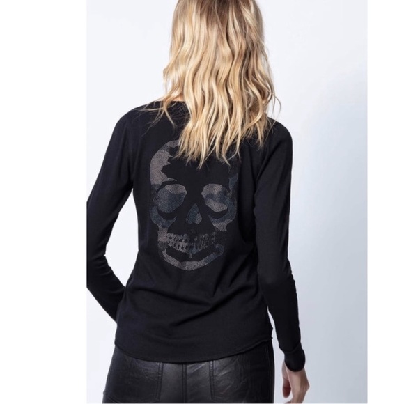 Zadig & Voltaire Tunisien Skull Long Sleeve Top. - Picture 3 of 6